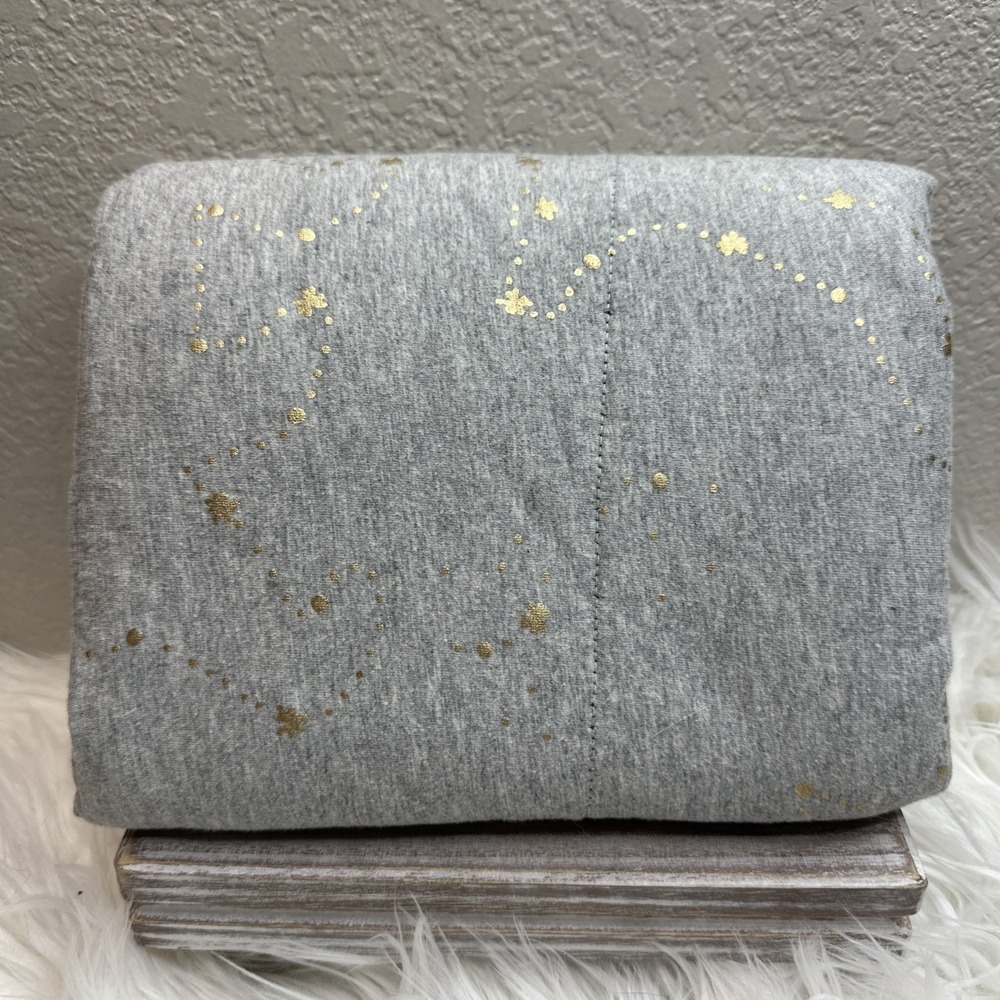 $55 🌙 Cloud Island Navy Blue Gray Gold Baby Blanket Metallic Space
